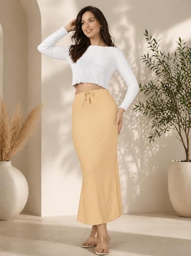 Image of Stretchable Saree Shapewear Petticoat for Women,Skirts for Women,Smooth Curve 4-Way Stretch Fish Cut Peticote Innerwear,Shape Wear Dress for Saree