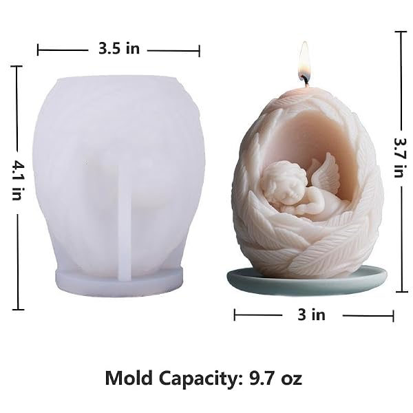 Feather Wrapped Sleeping Angel Silicone Mold for Candle Soap Resin Plaster by resnova - Used condition - Image 2