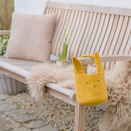 Én Gry & Sif Osterkorb Häschen I Osternest zum Befüllen oder als Osterdeko, hand-made, Osterkörbchen aus Filz, Gelb Kinderkorb