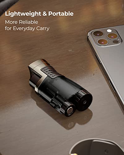 Ronxs Torch Lighter, 2 Pack Triple Jet Flame Butane Cigar Lighter With Punch Cutter, Mini Refillable Windproof Cool Lighters, Gift For Dad Fathers Day(No Gas) #TOP5