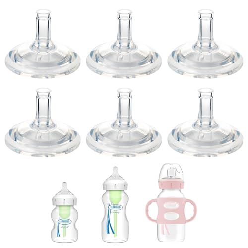 Image of Sippy Straw Nipple for Dr. Brown's Wide-Neck Baby Bottles & Sippy Spout Bottles, Soft 100% Silicone Baby Bottle Sippy Straw Nipple, Variable Flow, 8m+, 6 Count