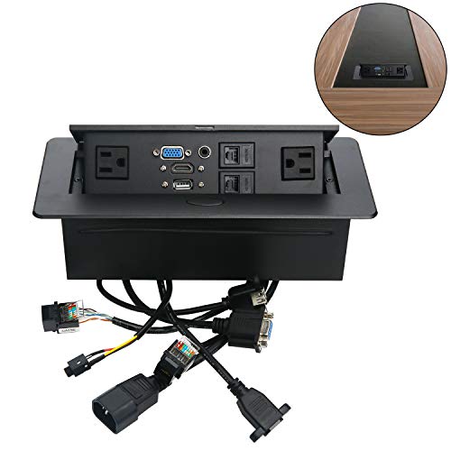 Table Pop Up Power Box-Conference Damped Multimedia Outlet Connection Box,Desktop Pop Up Socket