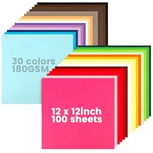 BigOtters 100 Sheets Cardstock, Colored Cardstock Printer Paper 30 Assorted Colors, Construction Paper, for DIY Crafts Scrapbook, Back to School Supplies, 12×12 Inches, 180GSM