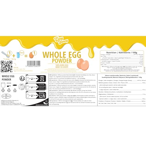 Easy Yummy Volleipulver (500g), 100% Volleipulver zum Kochen, Für Rührei, Omelett, Backzutat