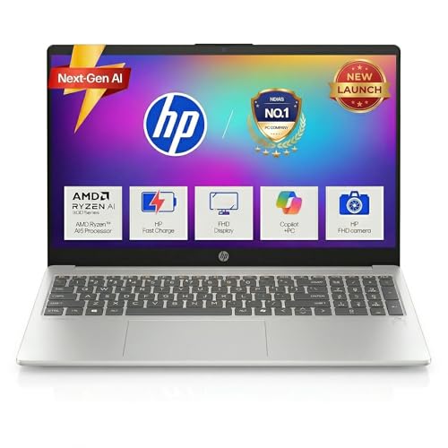 Image of HP OmniBook AMD Ryzen 5 New AI 330 Processor (24GB DDR5 Ram, 1TB SSD), Anti-Glare,15.6'' /39.6cm FHD, Win11,Office24, Silver,1.7kg, FHD Camera with Shutter, Fingerprint Reador, Backlit KB fn0074AU