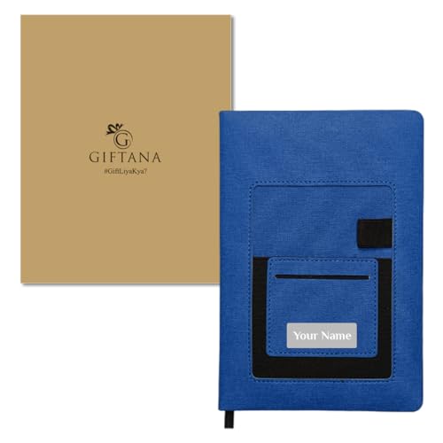 Image of Giftana Personalized Diary with Name, Customized Leather Notebook Diary with Magnetic Flip Lock, A5 Size, 192 Ruled Pages Office Diaries for Writing, New Year Corporate Gifts for Employee (Blue 2)