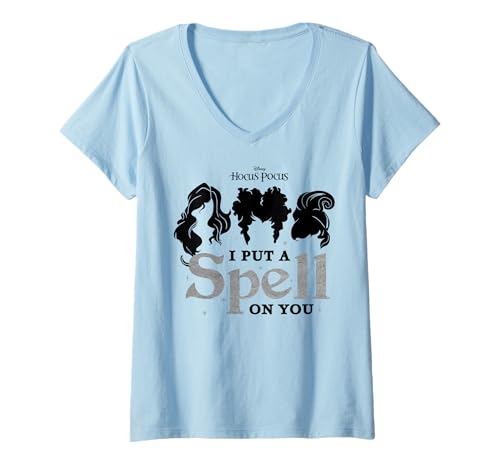 T-shirt Disney Hocus Pocus col V femme, idéal pour vos soirées cinéma d'automne