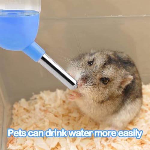 Hamster Trinkflasche Set - 1 Trinkflasche und 1 Massivholzbär Geformte Halterung für Hamster, Meerschweinchen, Kaninchen und Chinchillas (125ml)