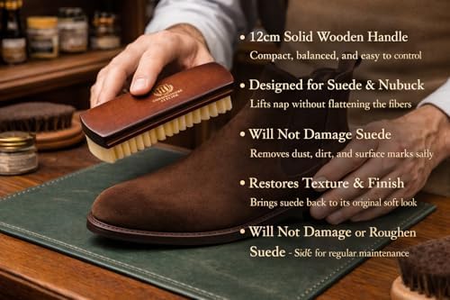 Suede Brush and Nubuck Brush with Wooden Handle – Premium Shoe Cleaning Brush for Suede Boots, Shoes, Bags & Jackets, Cordwainers Atelier – Lifts Dirt, Restores Texture & Revives Nap — view 4