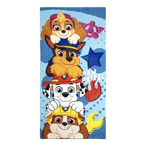 Poncho à Capuche Paw Patrol au Design Officiel, Accessoire de Plage ou de Bain pour Enfants, séchage Rapide et Style aventureux