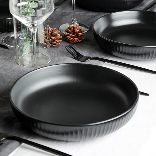 Image of Stone Lain Logan Stoneware Pasta Bowl Set of 4, Black