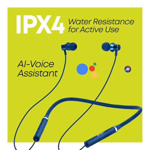 Image of pTron Tangentbeat in Ear Bluetooth Wireless Headphones with Mic, Punchy Bass, 10mm Drivers, Clear Calls, Dual Pairing, Fast Charging, Magnetic Buds, Voice Assist & IPX4 Wireless Neckband (Navy)