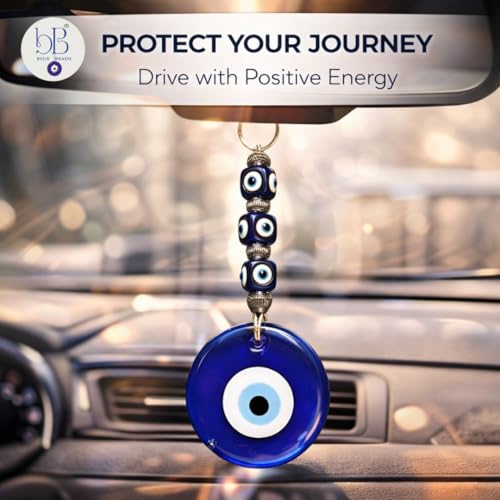 Image of BLUE BEADS Turkish Feng Shui Vastu Blue Glass Evil Eye Hanging /Door Hanging Nazar Batu for Protection and Good Luck - Perfect for Gifting Home or Office (Latest-EE)