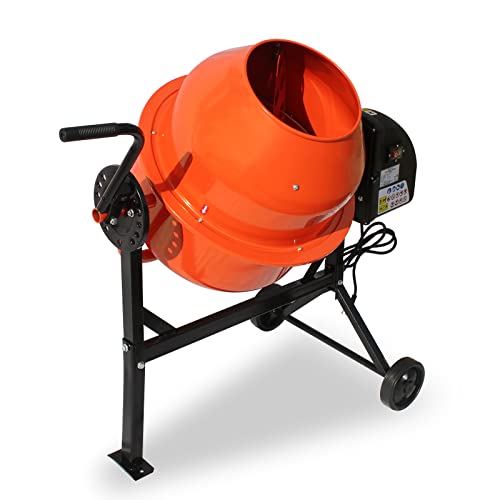 Oarlike Electric Concrete Mixer 3 Cu Ft Portable Cement Mixing Machine for Stucco, Mortar Seeds with Wheel and Stand