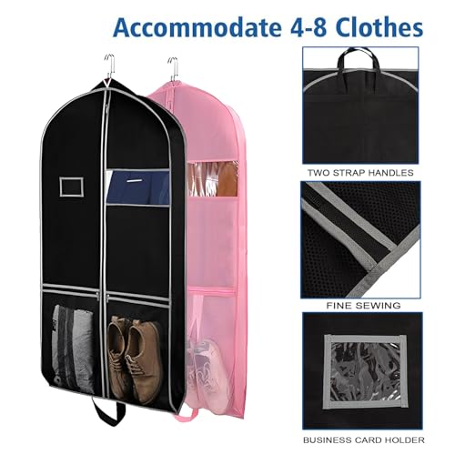 Dance garment bags for dancers 43ich Wedding Dress travel Foldable Carry with Accessory Pockets Stylish Dress Carrier Large Convertible Double Zip Top Opening for Dresses, Suit, Prom Evening Gown(Pink4