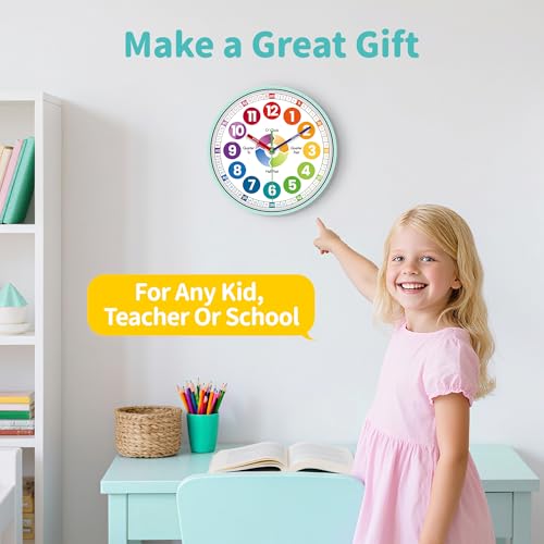 Reloj de Pared Infantil VIKMARI 10 Pulgadas Silencioso miniatura 5