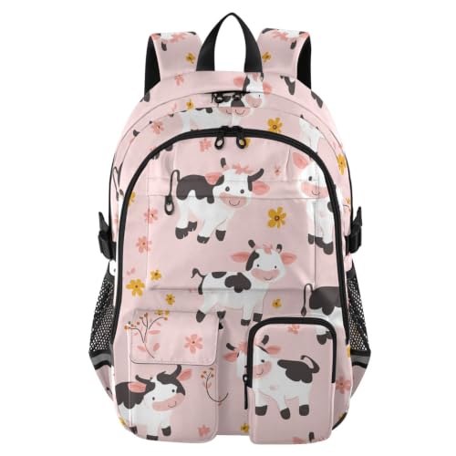 Mochila de vaca rosa para el instituto y campus universitario con gran capacidad para laptop