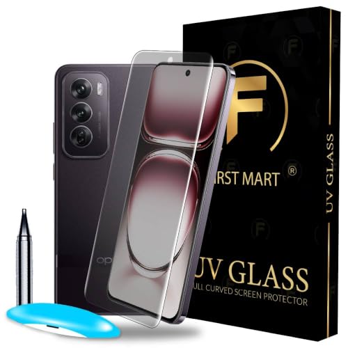 Image of FIRST MART Matte UV Tempered Glass for Oppo Reno 12 Pro and Oppo F29 Pro | Anti-Glare Curved Screen Protector, 9H Scratch Resistant, Fingerprint Compatible, Case-Friendly | Pack of 1