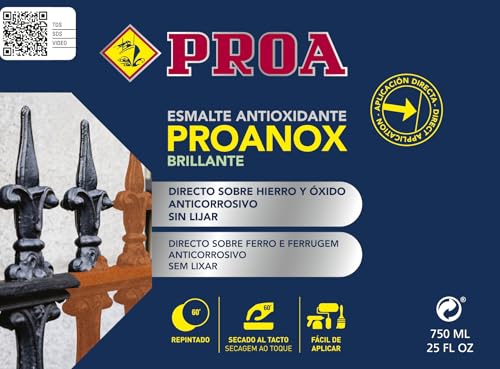 Miniatura 2 de Esmalte Antioxidante Directo Sobre Óxido Brillante. Blanco. 250 Ml. Pintar Sobre Hierro Y Óxido Sin Necesidad De Imprimación. Proanox.