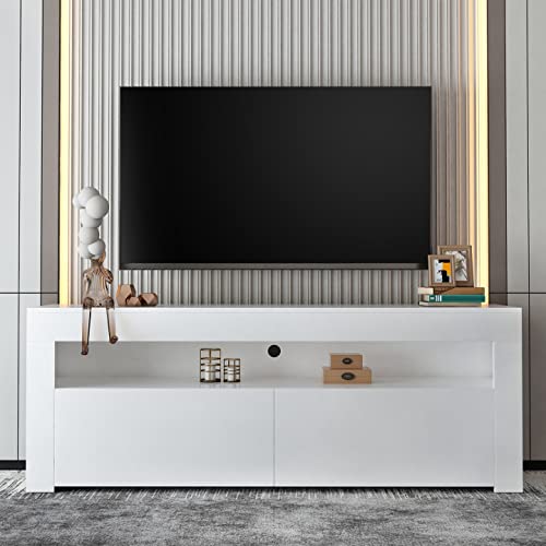 Buy WERSMT LED TV Unit for 60 inch TV, 140cm Large High Gloss Smart TV Stand, TV Unit