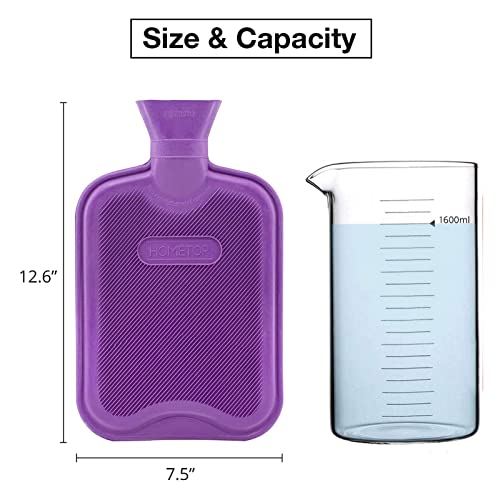 Hometop Premium 2 Liter Classic Rubber Hot Water Bottle W/Elegant Polar Bear Knit Cover (2L, Gray/Purple) #TOP2