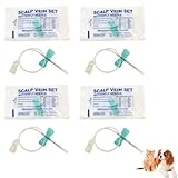 Moduzila Veterinary Infusion Needles with Catheter, 21G Butterfly IV Needles for Dogs and Cats, Sterile Disposable Winged Infusion Set with Luer Lock Adapter, 50pcs/Pack