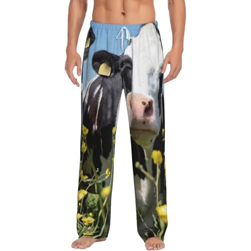 Pantalon de pyjama en flanelle imprimé vache pour homme