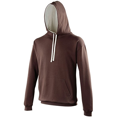 AWDis Varsity Hoodie Felpa, Multicolore (Grigio Heather/Jet Nero), XXL Uomo