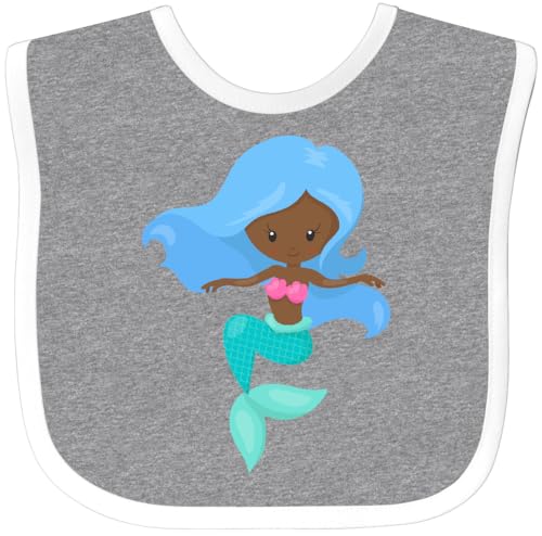 inktastic African American Mermaid, Cute Mermaid, Blue Hair, Shells Baby Bib