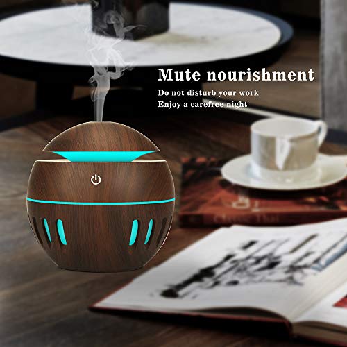 Andoer Umidificador de ar USB difusor de óleo de aroma Cool Mist Maker madeira que muda de cor LEDs