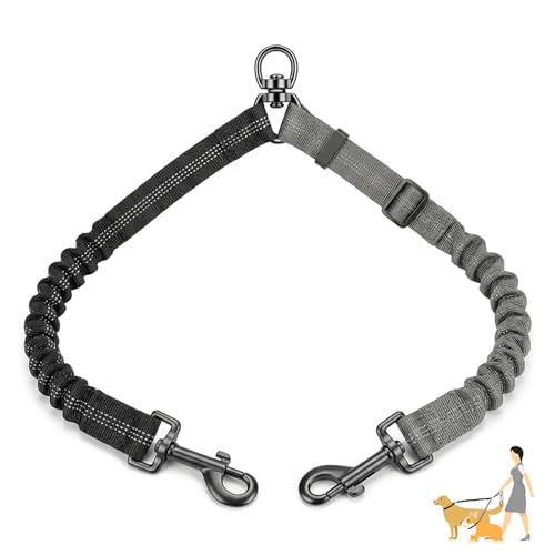 SWYZOR Guinzaglio Doppio per Cani,Guinzaglio per Cani, Guinzaglios per Canis, Guinzagli Doppi Anti-Groviglio Rotanti a 360°,per Canis di Piccola, Media e Grande Taglia