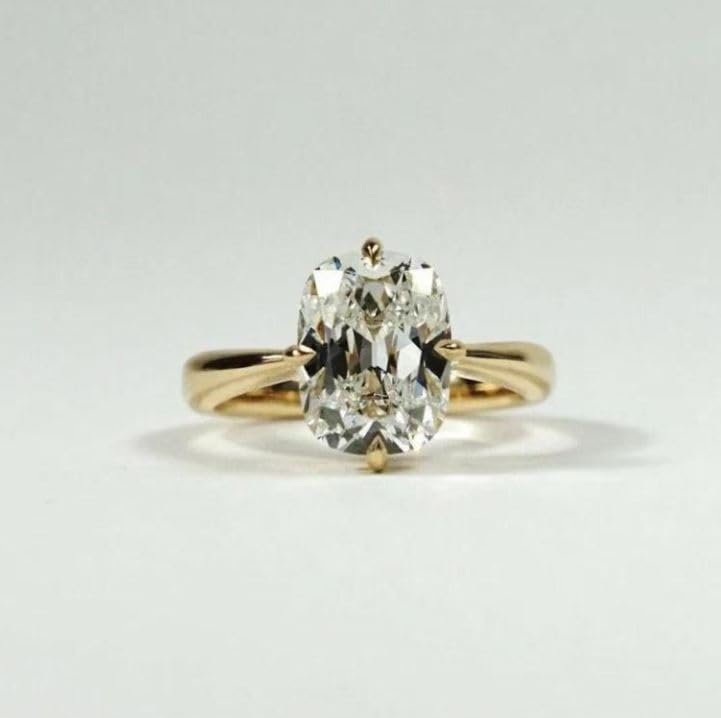 3 CT cushion daimond Cut Engagement Ring,Solitaire Wedding Ring, Compass Setting,women For Her solitire stone gold plated with a transparent,solitire jewellery.4