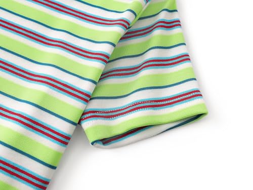 Topgal Summer Pajamas for Unisex Kids - Purple & Brown Stripe Snug Fit Pull-On Short Sleeve Sleepwear Pjs Set Size 2T-104