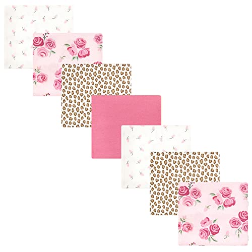 Image of Hudson Baby Unisex Baby Cotton Flannel Receiving Blankets Bundle, Blush Rose, One Size