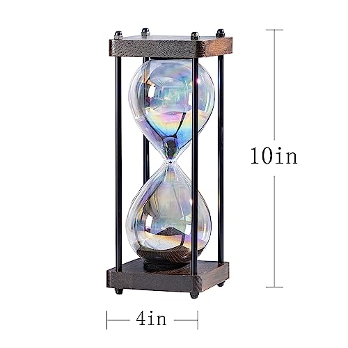 Rainbow Hourglass Timer 60 Minute, Wooden Frame Decorative Sand Timer (Black Sand, Large Size) - Image 4