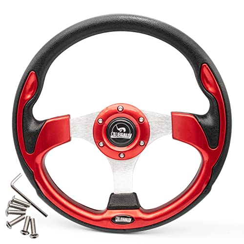 Clubrally Golf Cart Steering Wheel, Generic For Most Golf Cart Ezgo Club Car Yamaha-Bright Red #TOP1