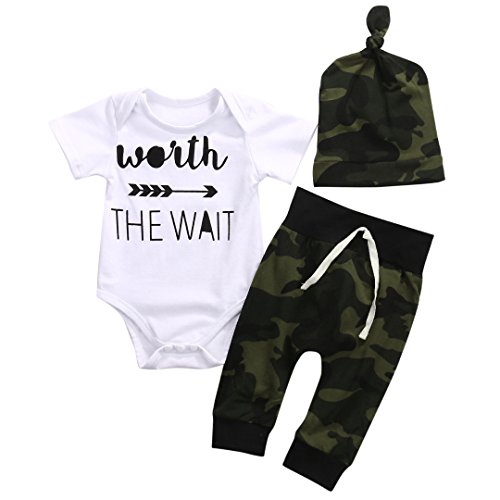 3PCS Clothes Set Newborn Toddler Baby Boy Bodysuit Jumpsuit Long Sleeve Baby Girl Romper + Pant + Hat Outfits Set