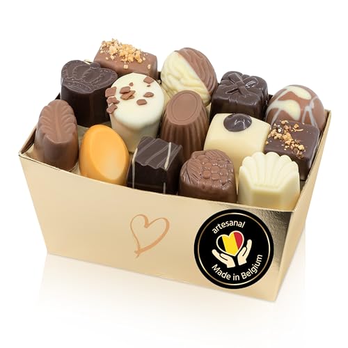 ePralinchen - Pralinés belgas de lujo hechos a mano | Edición Premium 1.000g | Surtido clásico con nueces, frutas, caramelo, etc. | Con alcohol | Delicioso chocolate belga