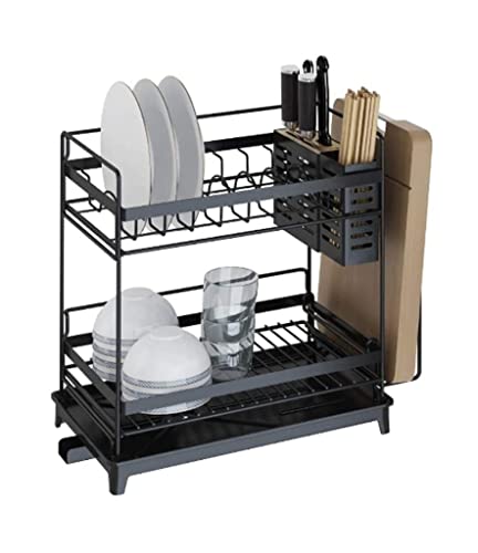 Estante de Secado de Platos Cesta De Soporte De Lavado, Cuchillo De Cocina De Hierro Chapado, Fregadero, Escurridor De Platos, Estante De Secado, Organizador De Almacenamiento Soporte de Cubiertos(B)
