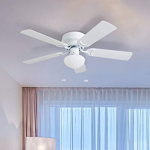 Prominence Home Alvina, 42 Inch Traditional Flush Mount Indoor Led Ceiling Fan With Light, Pull Chain, Dual Finish Blades, Reversible Motor - 80092-01 (White) #TOP1