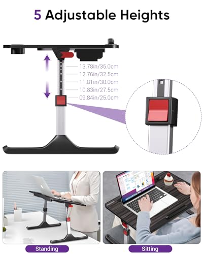 NEARPOW Laptop Desk for Bed with LED Light, Adjustable Foldable Bed Table Lap Desk,Computer Tray Laptop Stand with Book Stand,Wrist Rest, Storage Drawer for Adults Kids Writing Work Study Couch Floor