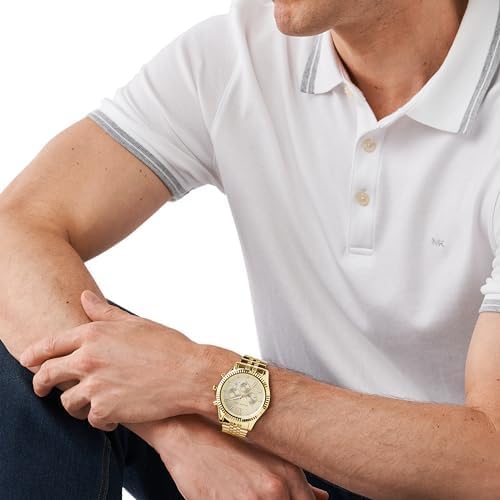 Michael Kors Lexington Men's Watch, Stainless Steel Bracelet Watch for Men Gold Steel