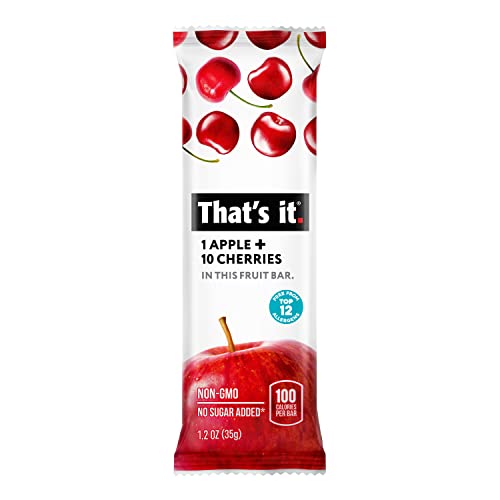 That's It. Fruit Bars Variety Pack (Mango + Cherry) 100% Natural Real Fruit Bar, Best High Fiber Vegan, Gluten Free Healthy Snack, Paleo For Children & Adults, Non Gmo No Sugar Added, No Preservatives Energy Food (12 Count) #TOP2