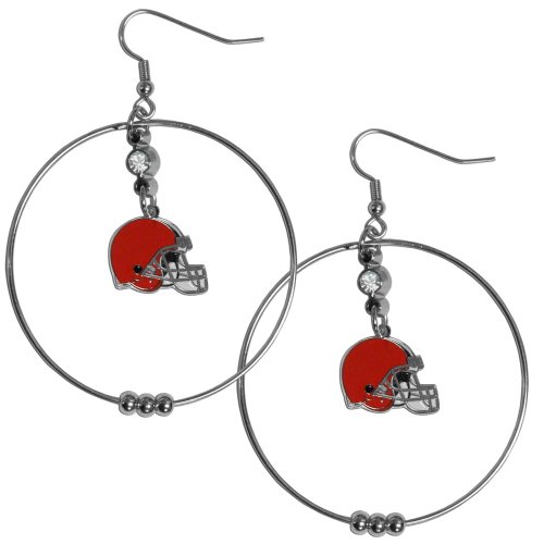 NFL Siskiyou Sports Womens Cleveland Browns 2 Inch Hoop Earrings One Size Team Color