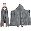 Hiturbo Kids Hooded Bath Towel: Soft Plush Fleece Blanket - Warm Swim Cover Up - 50"x30" Pool Beach Towel Wrap for 3-12 Yrs (Gray) 41TQS+irNbL. SS100
