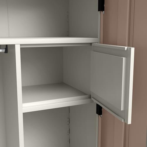 Image of Interio by Godrej Almirah Slimline 2-Door Steel Almirah, Cupboard for Clothes (Alpine White and Portabella Matte), 1-Year Warranty, 1 Locker, 4 Shelves