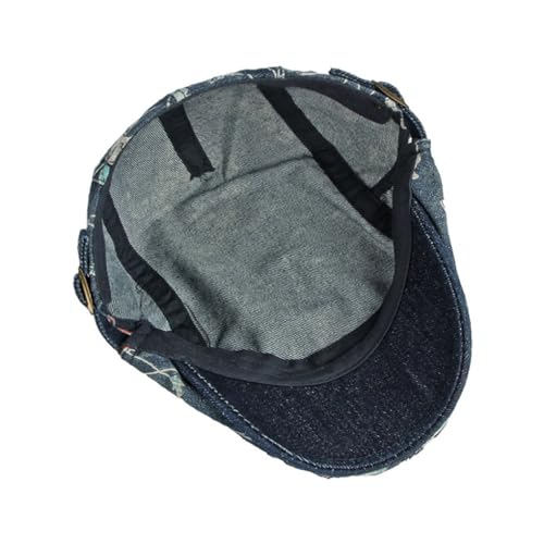 Image of Quanhaigou Unisex Denim Newsboy Hats Flat Ivy Gatsby Cabbie Driving Berets Hat Cotton Dad Cap for Men Women