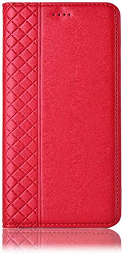Funda magnética para iPhone 14 Pro roja de cuero con tarjetero y soporte para vídeos