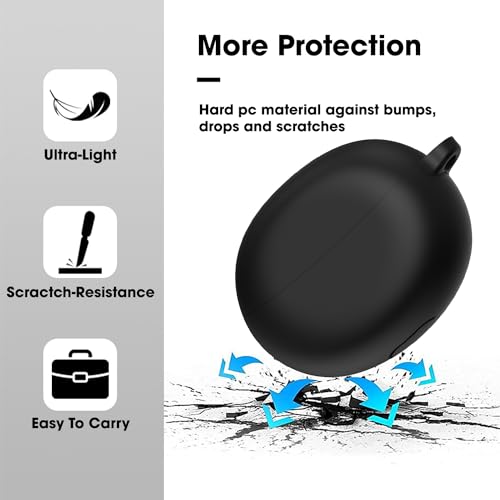 Image of Sounce Earphone Case Cover Compatible for Oppo Enco Air 2 Pro, Soft Silicone Skin Case Cover Shock-Absorbing Protective Case with Keychain [Front LED Visible] (Black)