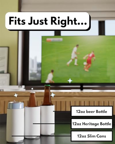 Image of PartyPrints 1000 Pack White Blank Slim Can Cooler Sleeves | Plain Seltzer Customizable Bulk Sublimation Coolers for Beer Bottles & 12oz Tall Cans | Skinny Collapsible Drink Insulated Sleeve